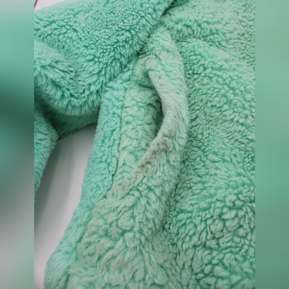 Cat & Jack Girls Medium Mint Fuzzy Unicorn Hooded Zip Jacket - Picture 8 of 8